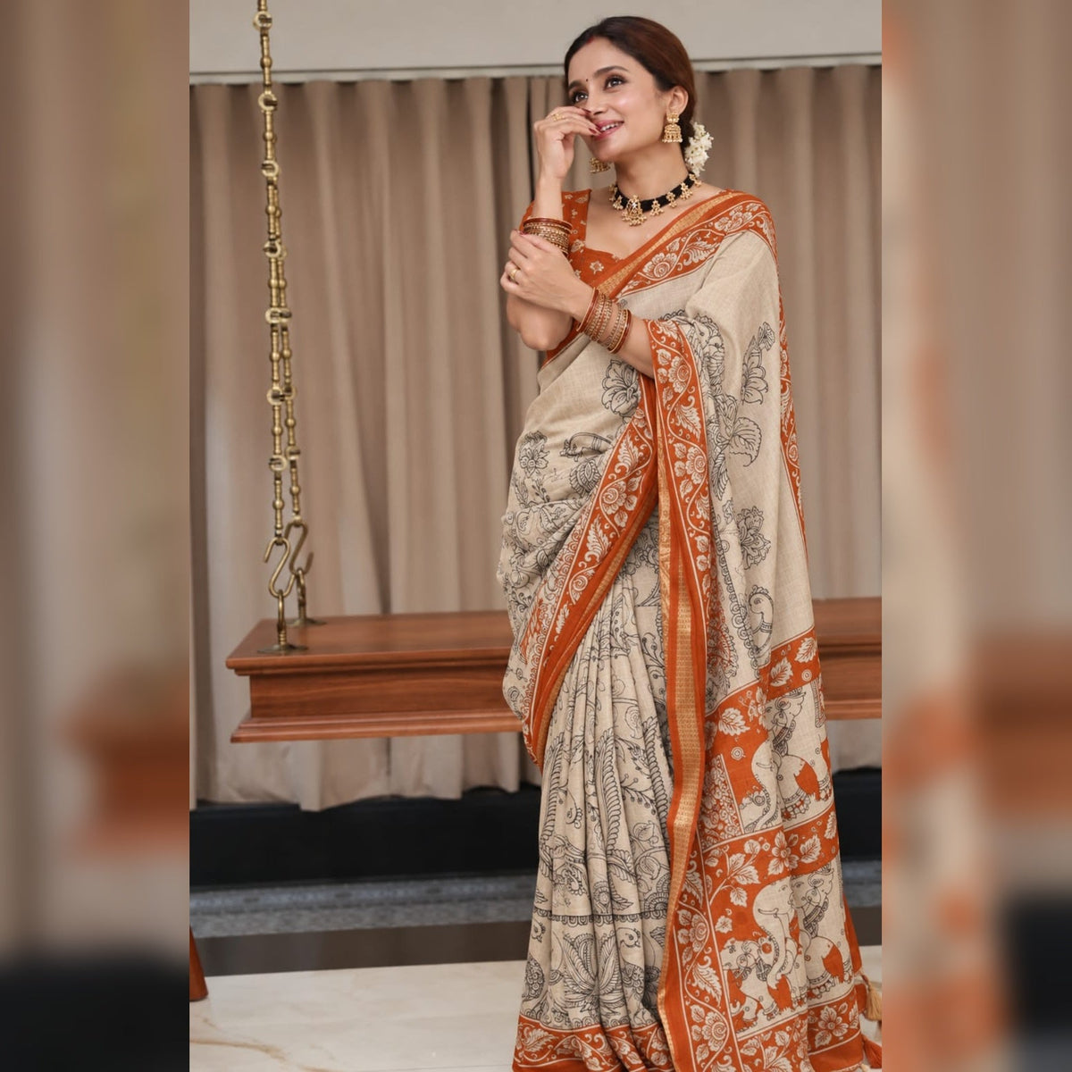 Kalamkari-inspired Linen Cotton