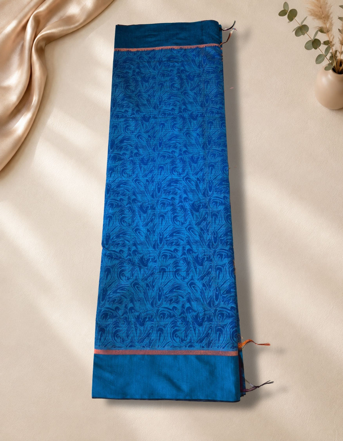 Banana Pith Fibre Saree- Blue