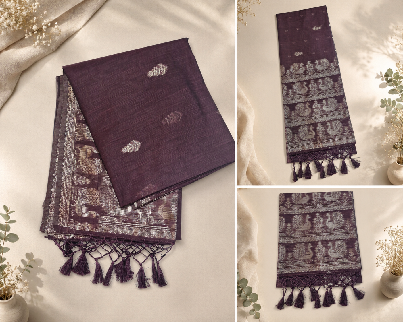 Mulberry Silk Saree - Dark Maroon