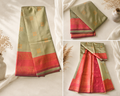 Soft Silk Saree - Faded Green & Red