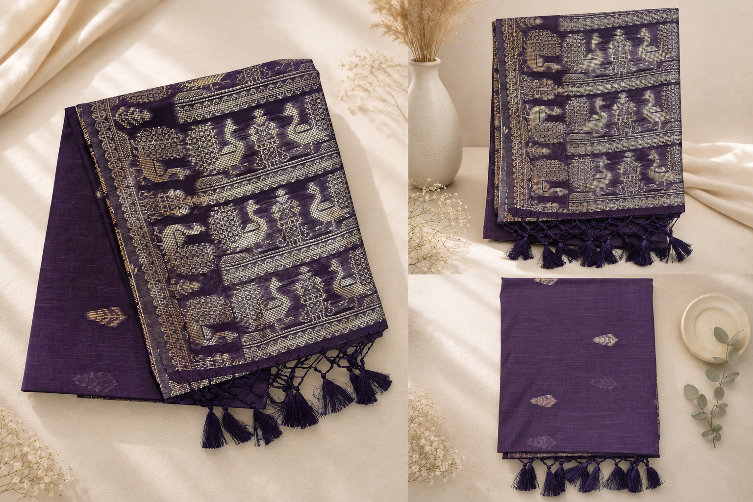 Mulberry Silk Saree - Dark Purple