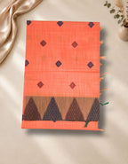 Banana Pith Fibre with Silk- Mild Orange & Blue border