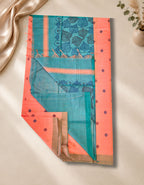 Banana Pith Fibre with Silk- Mild Orange & Blue border