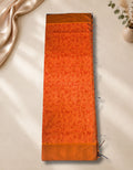 Banana Pith Fibre Saree- Orange with blue border