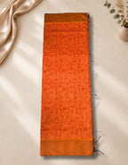 Banana Pith Fibre Saree- Orange with blue border