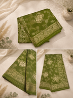 Banaras  Saree - Olive Green