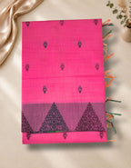 Banana Pith Fibre with Silk- Pink with green border