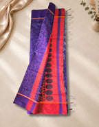 Banana Pith Fibre Saree- Blue with beige border