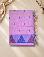 Banana Pith Fibre with Silk- Lavendar purple with Blue border