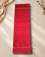 Banana Pith Fibre Saree- Red with blue border