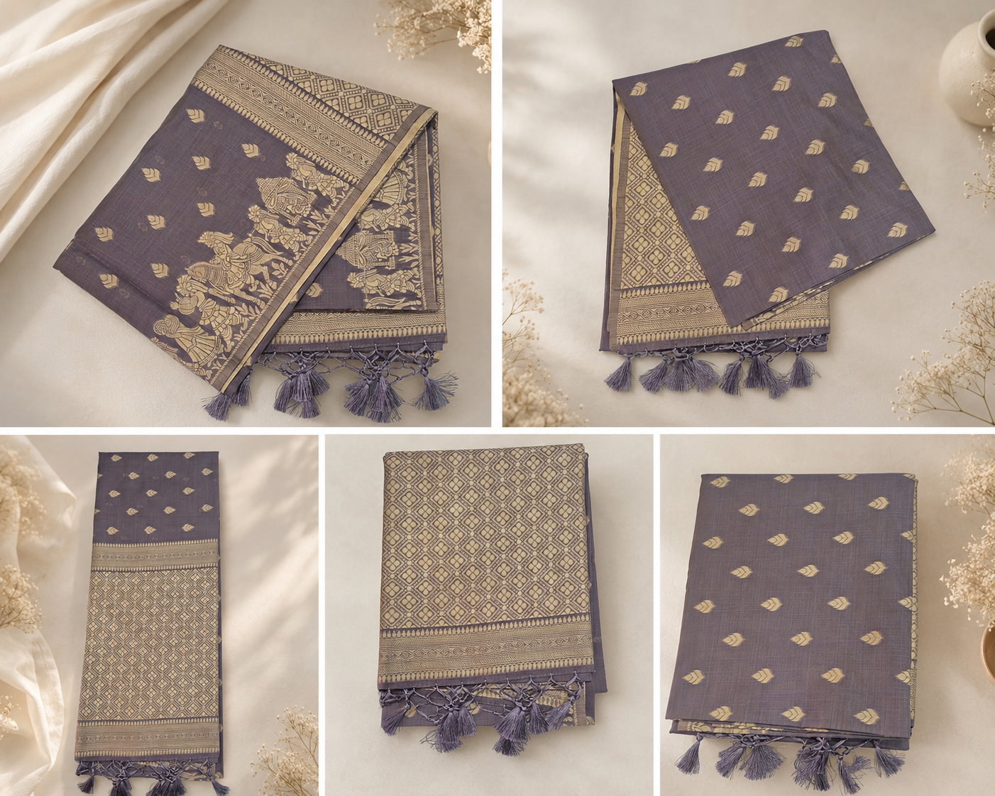 Mulberry with Cotton Saree - Mauve Purple
