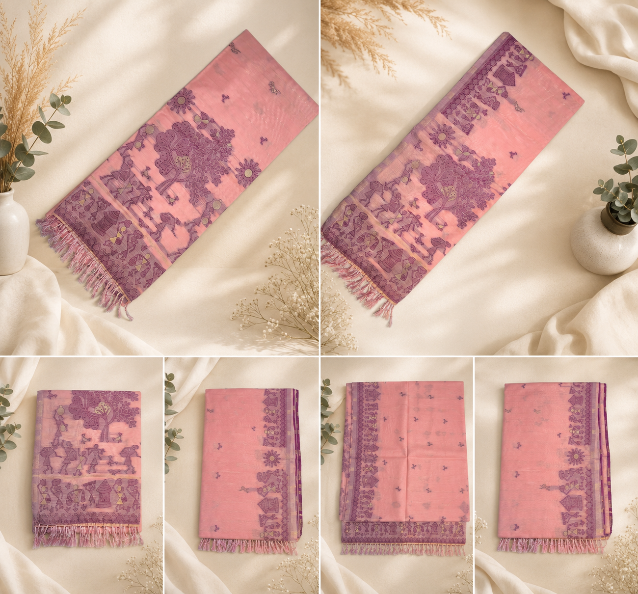 Chanderi Cotton Saree - Deep Pink