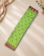 Banana Pith Fibre with Silk- bright lime green with pink border