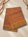 Banana Pith Fibre Saree- Floral orange with purple border