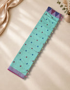Banana Pith Fibre with Silk- mint green with pink border