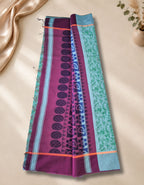 Banana Pith Fibre Saree- Light Blue with purple border