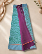 Banana Pith Fibre Saree- Light Blue with purple border