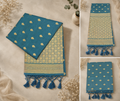 Mulberry with Cotton Saree - Teal Blue
