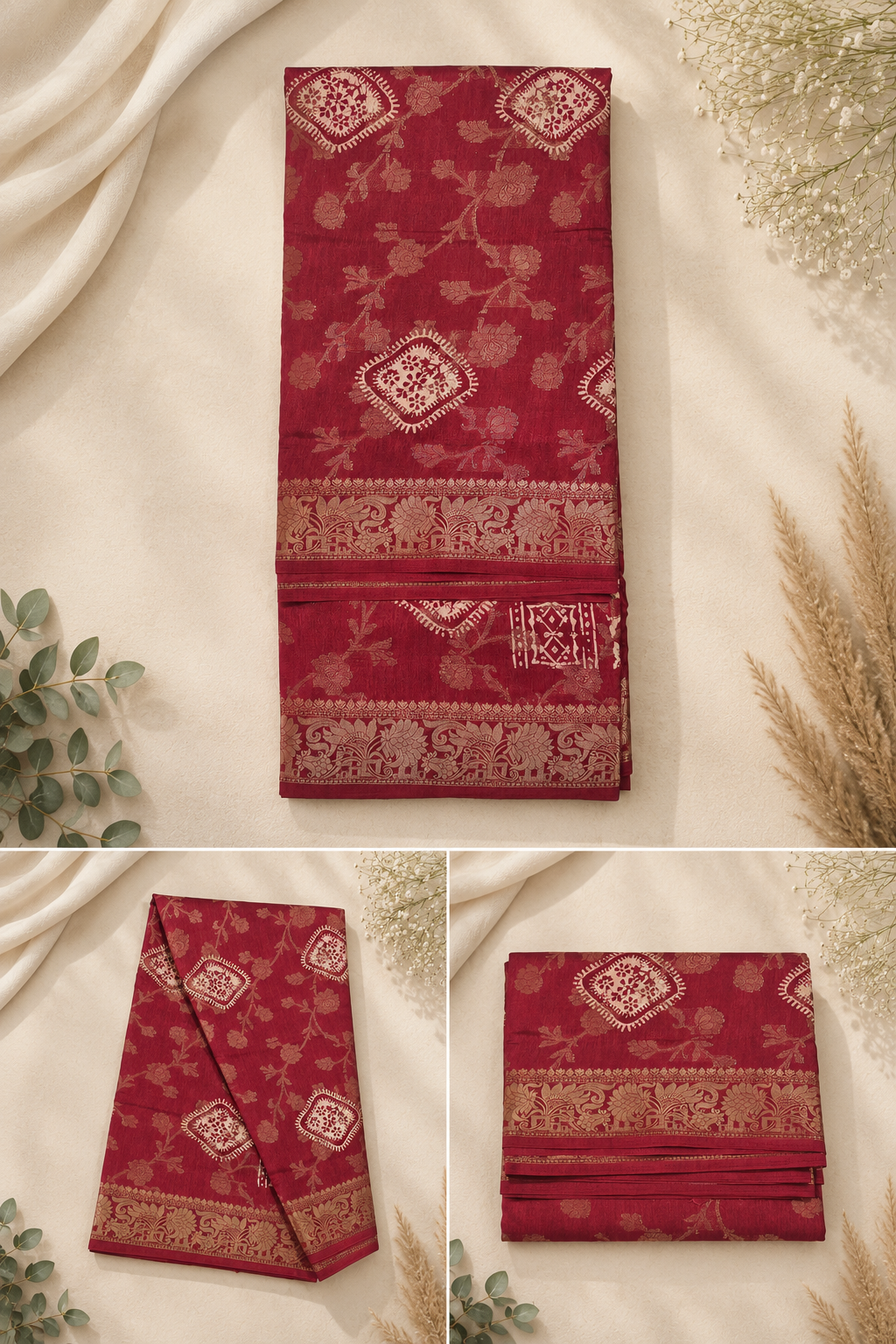 Banaras  Saree - Deep Red