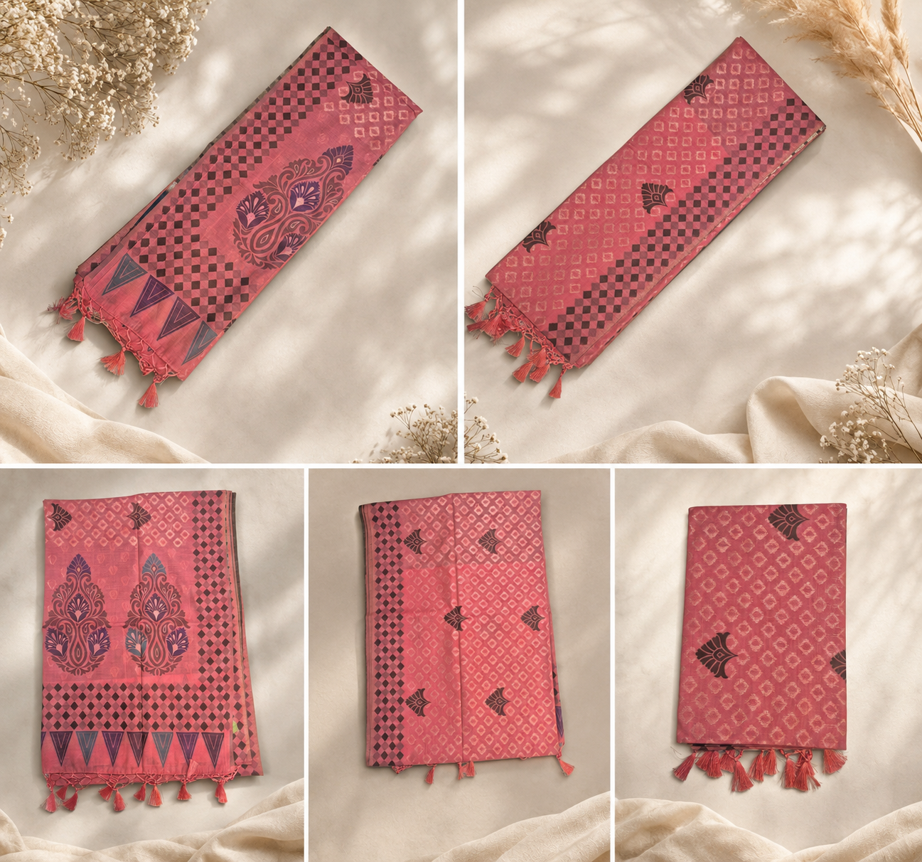 Jacquard Silk Saree - Deep Pink
