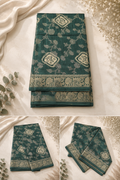 Banaras  Saree - Dark Green