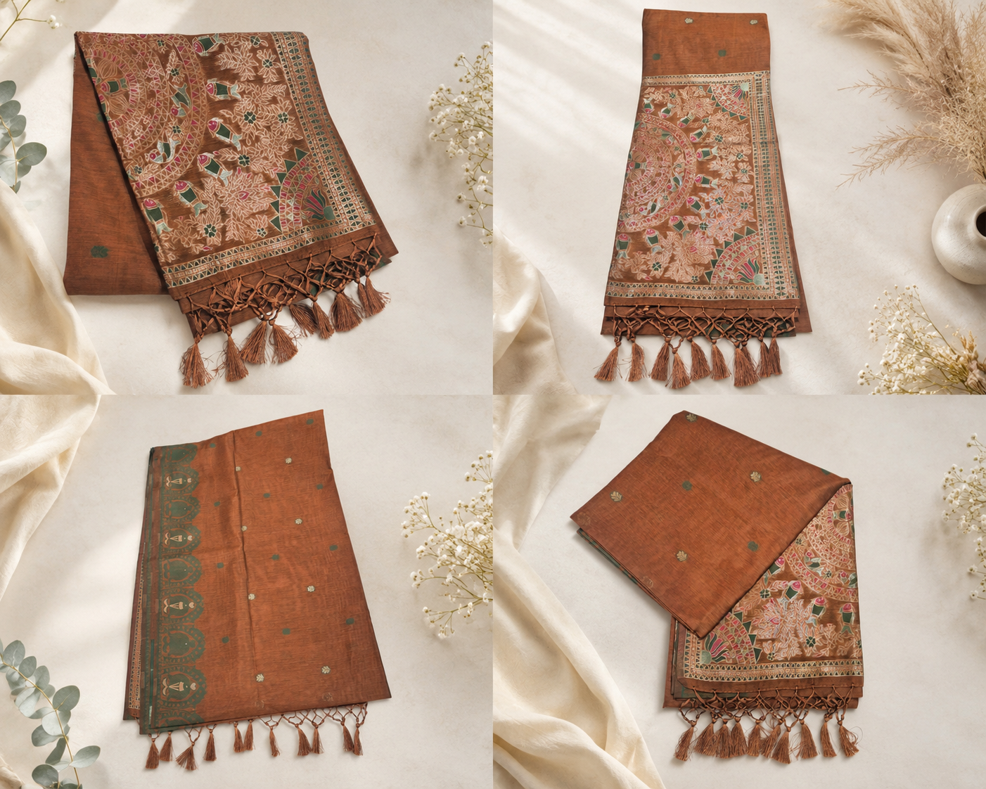 Mulberry Silk Saree - Copper Brown