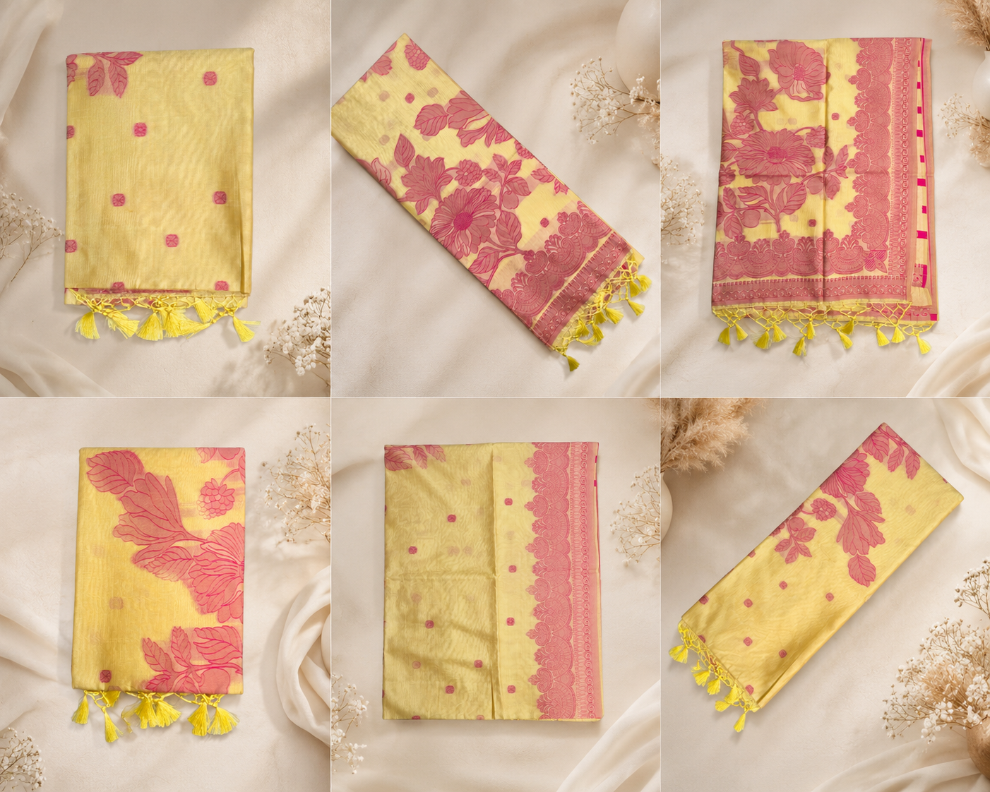 Seiko Silk Saree - Lemon Yellow Floral