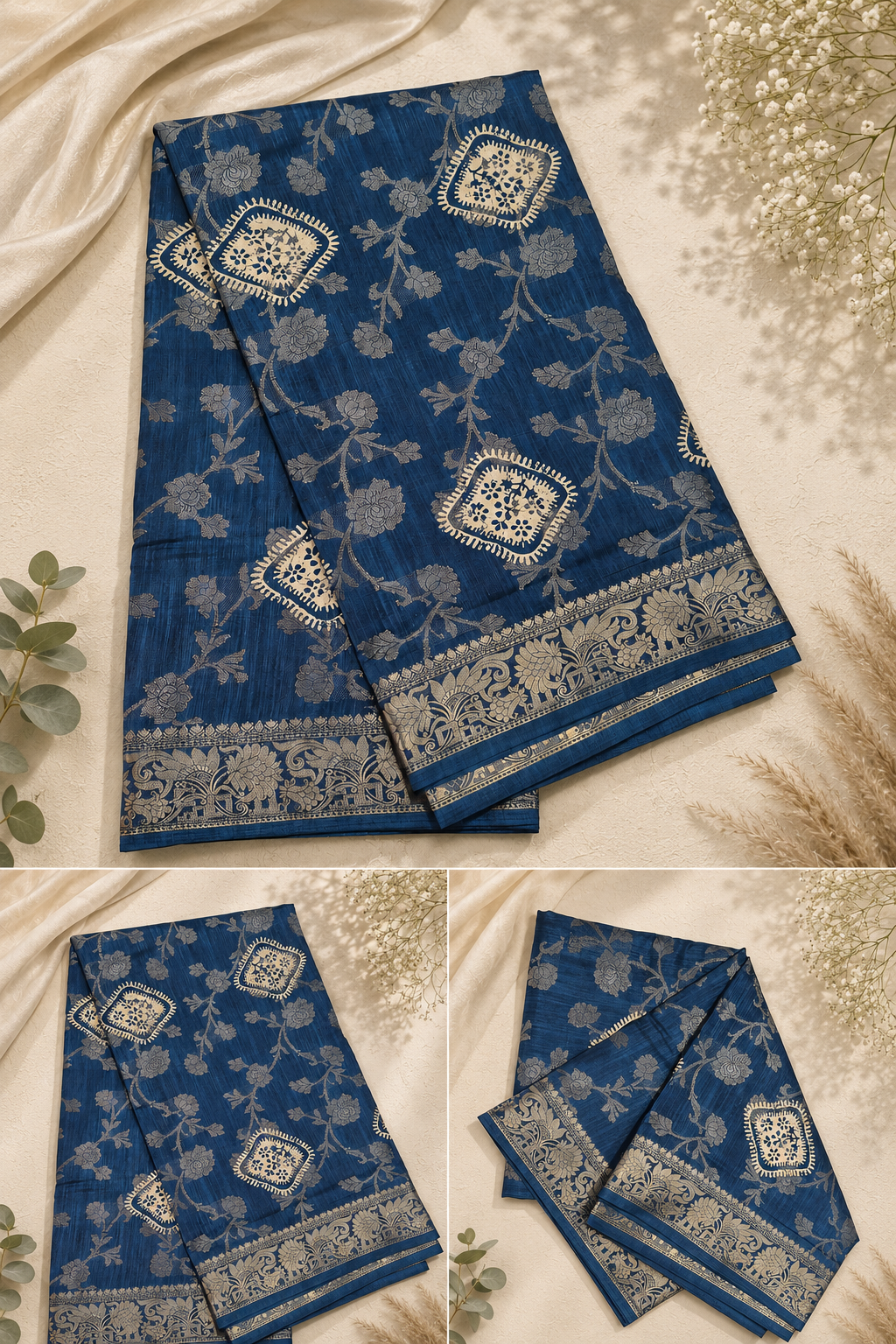 Banaras  Saree - Navy Blue