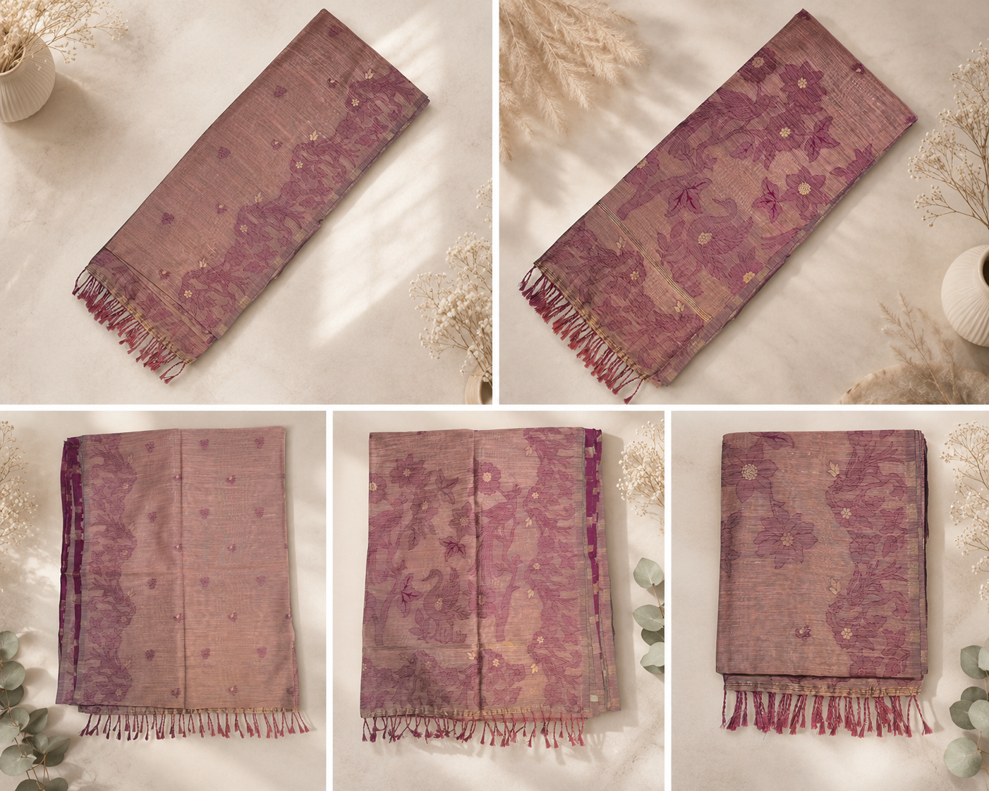 Chanderi Cotton Saree - Wine Purple