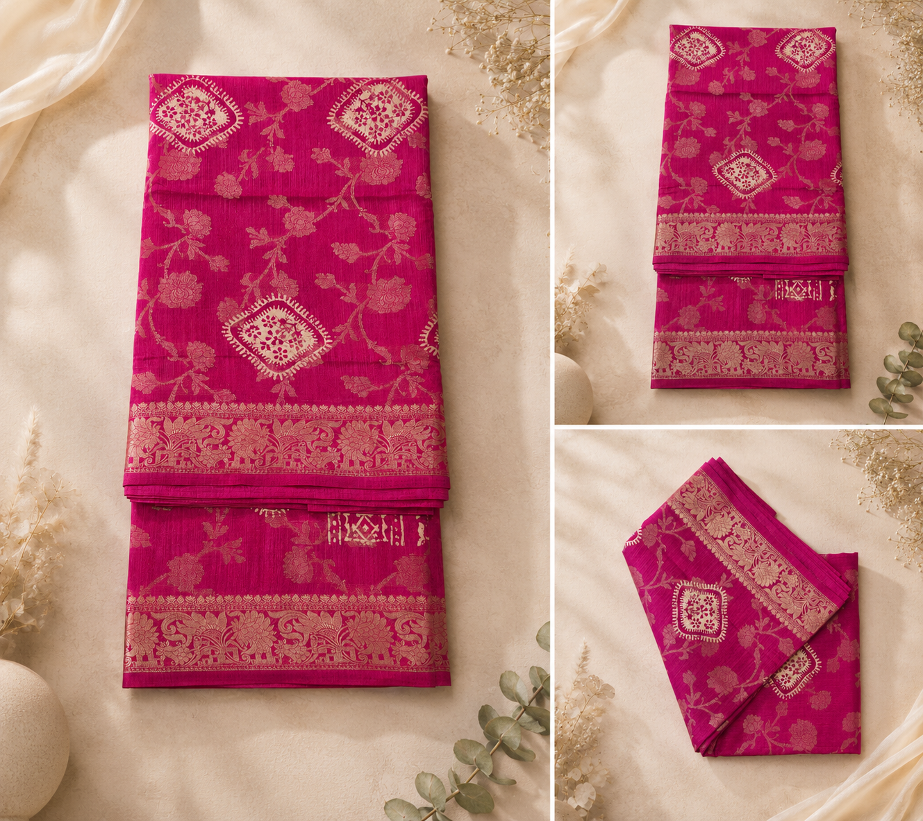 Banaras Saree - Hot Pink