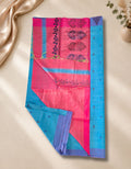 Banana Pith Fibre with Silk-Blue with pink border