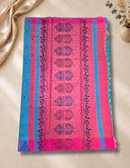 Banana Pith Fibre with Silk-Blue with pink border