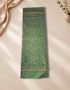 Banana Pith Fibre Saree- Green with pink border