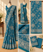 Banaras  Saree - Teal Blue