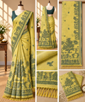 Chanderi Cotton Saree - Olive Yellow