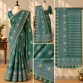 Tussar Khadi Saree - Bottle Green