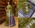 FANCY SOFT - SILK BHUTTA SAREES- Green with purple border