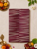 Woman's unstiched pure handloom -Maroon and White