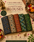 Kalamkaari Unstiched blouses- pack of 5-Pattern1