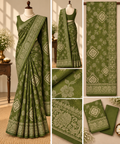 Banaras  Saree - Olive Green