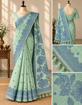 Seiko Silk Saree - Mint Green Floral