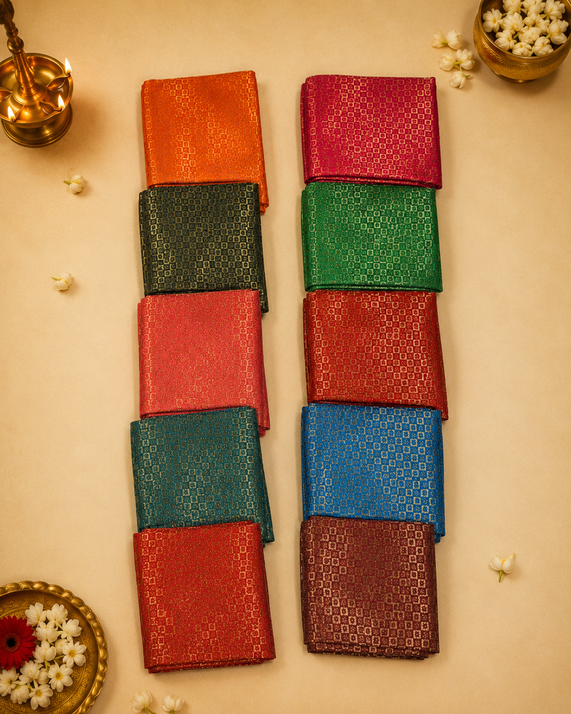 Festive combo- 10 Silk unstitched blouses-Pattern 3
