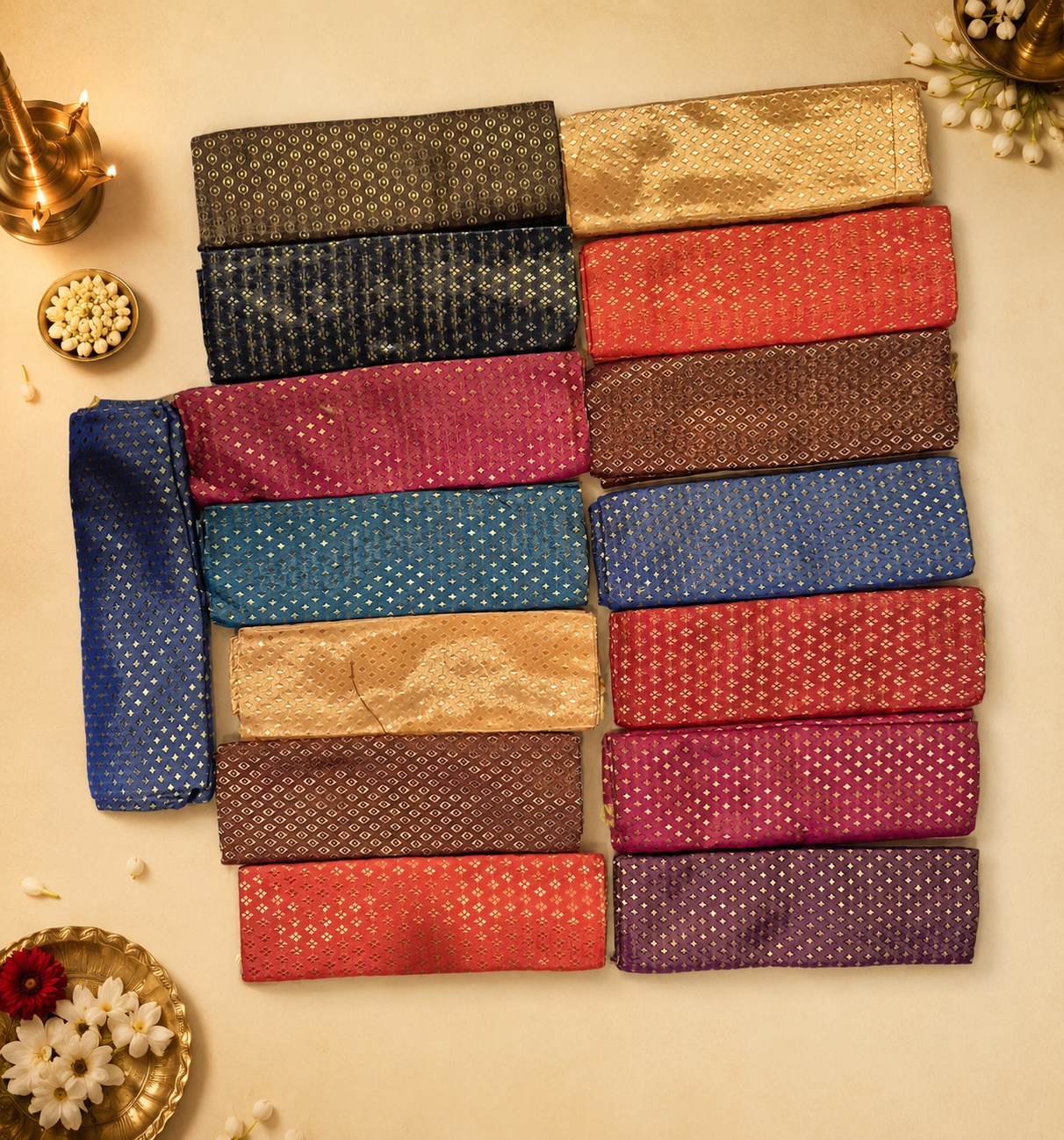 Unstitched silk blouse - Multi pattern -15 pcs