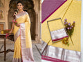 TANA FANCY  SEMY  SOFT SILK SAREE-Yellow with Rose and copper Jari