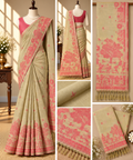 Chanderi Cotton Saree - Peach Orange