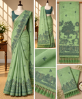 Chanderi Cotton Saree - Mint Green