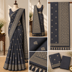 Mulberry with Cotton Saree - Dark Navy