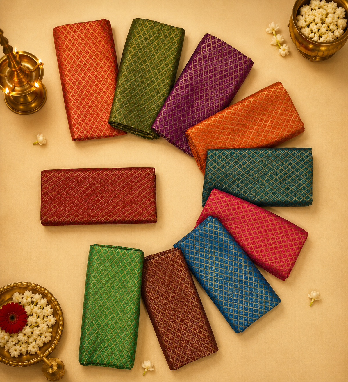 Festive combo- 10 Silk unstitched blouses-Pattern 4