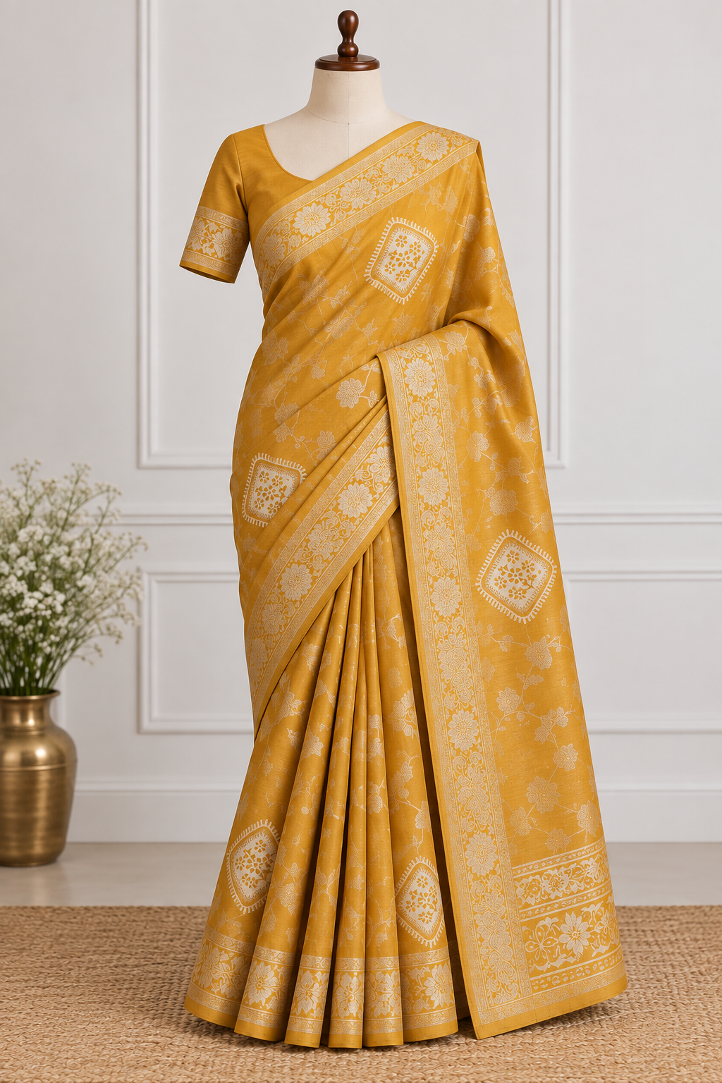 Banaras  Saree - Golden Yellow